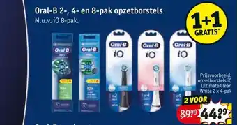 Kruidvat Oral-B 2-, 4- en 8-pak opzetborstels M.u.v. i0 8-pak. aanbieding