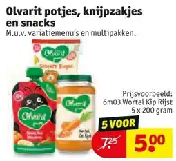 Kruidvat Olvarit potjes, knijpzakjes en snacks aanbieding