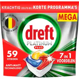 Jumbo Dreft Platinum Plus All In One Vaatwastabletten Anti-dofheidstechnologie 59 X aanbieding