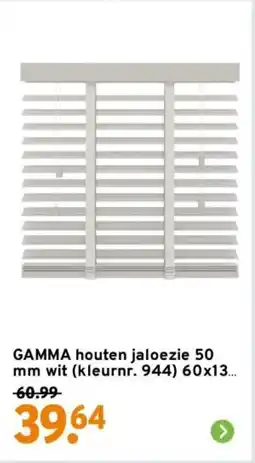 GAMMA GAMMA houten jaloezie 50 mm wit (kleurnr. 944) (bxh) aanbieding