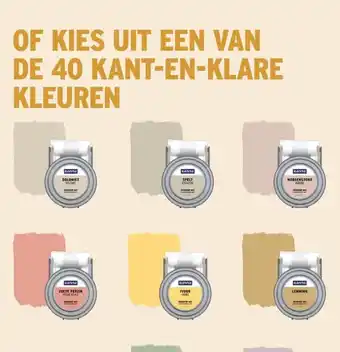 GAMMA OF KIES UIT EEN VAN DE 40 KANT-EN-KLARE KLEUREN aanbieding