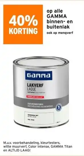 GAMMA 40% korting op alle GAMMA binnen- en buitenlak aanbieding