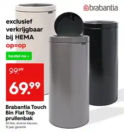 HEMA Brabantia Touch Bin Flat Top prullenbak aanbieding