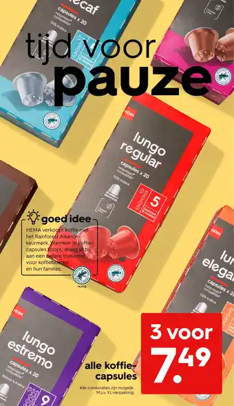 HEMA alle koffie capsules aanbieding