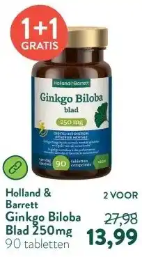 Holland & Barrett Ginkgo Biloba Blad 250mg aanbieding