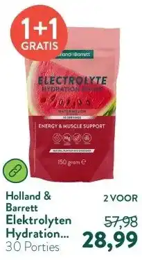 Holland & Barrett Holland & Barrett Elektrolyten Hydration Drink Watermeloen aanbieding