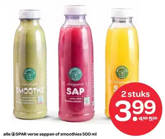 Spar Alle SPAR verse sappen of smoothies aanbieding