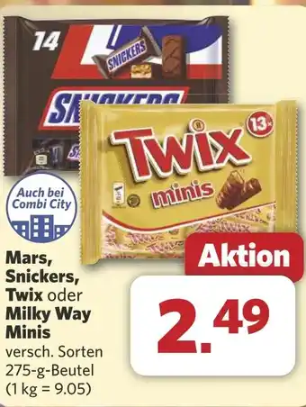 Combi Mars, Snickers, Twix oder Milky Way Minis aanbieding