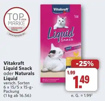 Combi Vitakraft Liquid Snack oder Naturals Liquid aanbieding