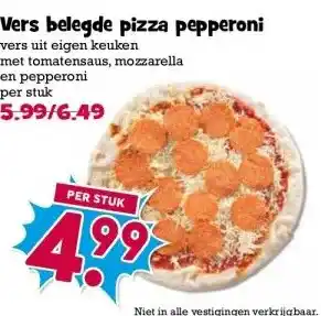 Boon`s Markt Vers belegde pizza pepperoni vers uit eigen keuken aanbieding