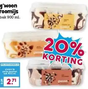 Boon`s Markt g'woon roomijs bak 900 ml. aanbieding