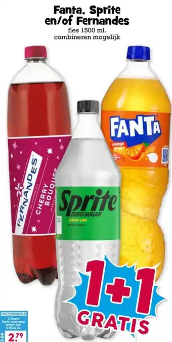 Boon`s Markt Fanta, Sprite en/of Fernandes aanbieding