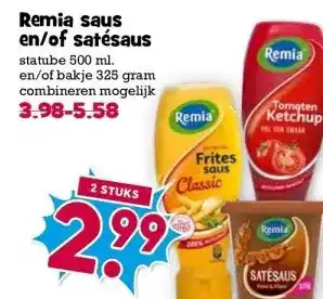 Boon`s Markt Remia saus en/of satésaus aanbieding