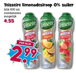 Boon`s Markt Teisseire limonadesiroop 0% suiker aanbieding