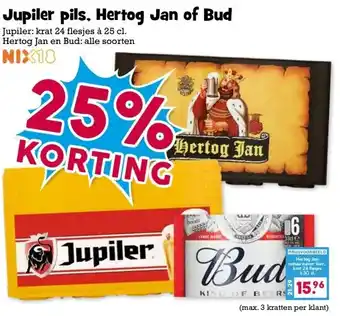 Boon`s Markt Jupiler pils, Hertog Jan of Bud aanbieding