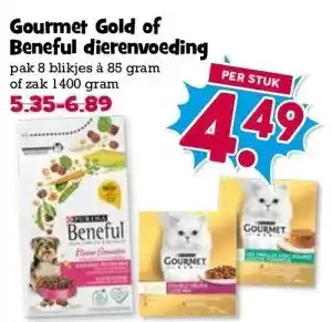 Boon`s Markt Gourmet Gold of Beneful dierenvoeding pak 8 blikjes à 85 gram of zak 1400 gram aanbieding