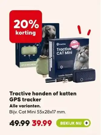 Pets Place Tractive honden of katten GPS tracker aanbieding