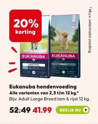 Pets Place Eukanuba hondenvoeding aanbieding