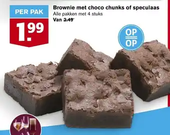 Hoogvliet Brownie met choco chunks of speculaas aanbieding