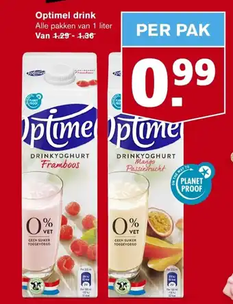 Hoogvliet Optimel drink 1L aanbieding