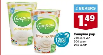 Hoogvliet Campina pap 500g aanbieding