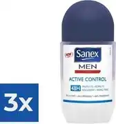 Bol.com Sanex Men Active Control Anti Transpirant Deodorant Roller 3 x 50 ml aanbieding