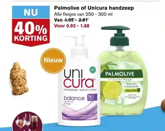 Hoogvliet Palmolive of Unicura handzeep 250-300ml aanbieding