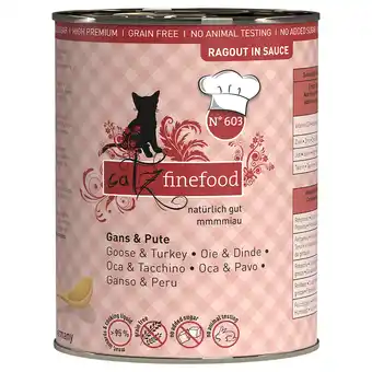 Zooplus 6x 380g catz finefood Ragout No.603 Gans & Pute Katzenfutter nass aanbieding