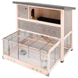 Pets Place Ferplast Konijnenhok Ranch 120 Plus Met Ren - Dierenverblijf - 117x104x107 cm Grijs Groen 120 aanbieding