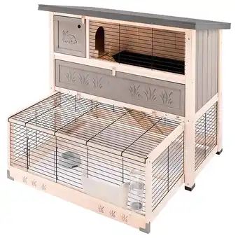 Pets Place Ferplast Konijnenhok Ranch 120 Plus Met Ren - Dierenverblijf - 117x104x107 cm Grijs Groen 120 aanbieding