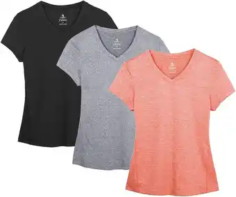 Amazon icyzone Dames Sport Fitness T-shirt Korte Mouwen V-hals Loopshirt Yoga Top 3-Pack aanbieding