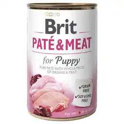 Pets Place Brit Blik Paté & Meat Puppy - Hondenvoer - Kip Kalkoen 400 g aanbieding