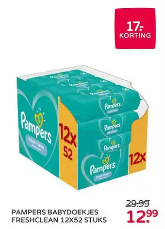 Prenatal Pampers Babydoekjes Freshclean 12x52 Stuks 17.- Korting aanbieding