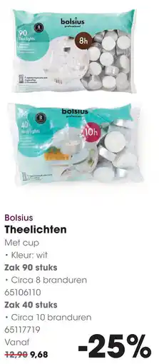 HANOS Bolsius Theelichten aanbieding