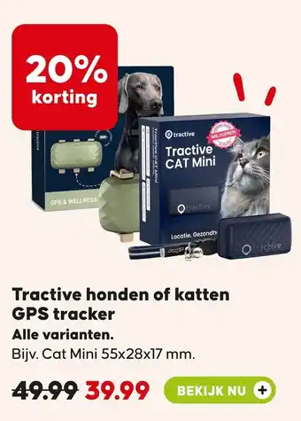 Pets Place Tractive honden of katten GPS tracker aanbieding