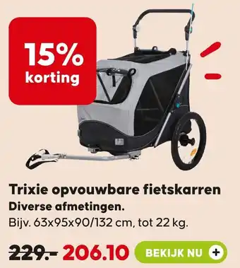 Pets Place Trixie opvouwbare fietskarren aanbieding