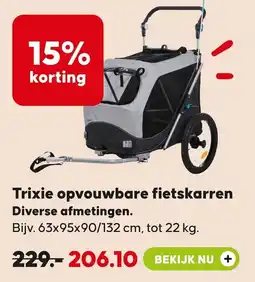 Pets Place Trixie opvouwbare fietskarren aanbieding