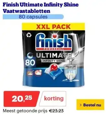 Bol.com Finish Ultimate Infinity Shine Vaatwastabletten aanbieding