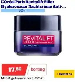 Bol.com L’Oréal Paris Revitalift Filler Hyaluronzuur Nachtcrème Anti veroudering aanbieding