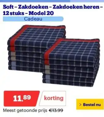 Bol.com Soft  Zakdoeken  Zakdoeken heren 12 stuks Model 20 aanbieding