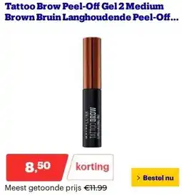 Bol.com Tattoo Brow Peel-Off Gel 2 Medium Brown Bruin Langhoudende Peel-Off Wenkbrauwgel aanbieding