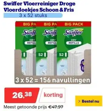 Bol.com Swiffer Vloerreiniger Droge Vloerdoekjes Schoon & Fris aanbieding