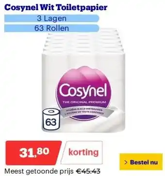 Bol.com Cosynel Wit Toiletpapier aanbieding