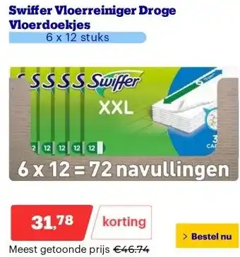 Bol.com Swiffer Vloerreiniger Droge Vloerdoekjes aanbieding