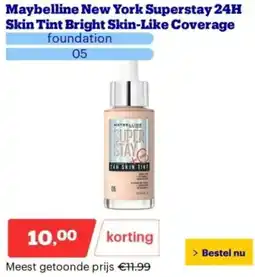 Bol.com Maybelline New York Superstay 24H Skin Tint Bright Skin-Like Coverage aanbieding