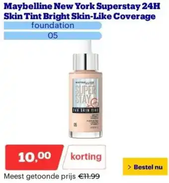 Bol.com Maybelline New York Superstay 24H Skin Tint Bright Skin-Like Coverage aanbieding