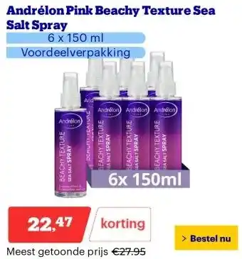 Bol.com Andrélon Pink Beachy Texture Sea Salt Spray aanbieding