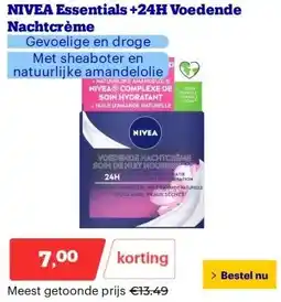 Bol.com NIVEA Essentials +24H Voedende Nachtcrème aanbieding