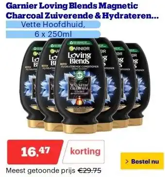 Bol.com Garnier Loving Blends Magnetic Charcoal Zuiverende & Hydraterende Conditioner Voordeelverpakking aanbieding