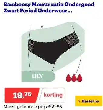 Bol.com Bamboozy Menstruatie Ondergoed Zwart Period Underwear Menstrueren Incontinentie Zero Waste Lily aanbieding